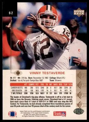 1994 SP Vinny Testaverde 62 Cleveland Browns