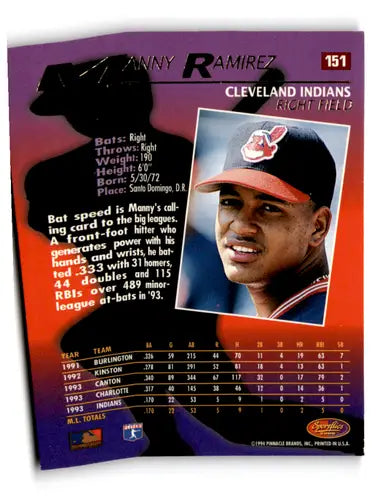 1994 Sportflics 2000 #151 Manny Ramirez NM-MT Indians ID:81246 - Baseball Card Single