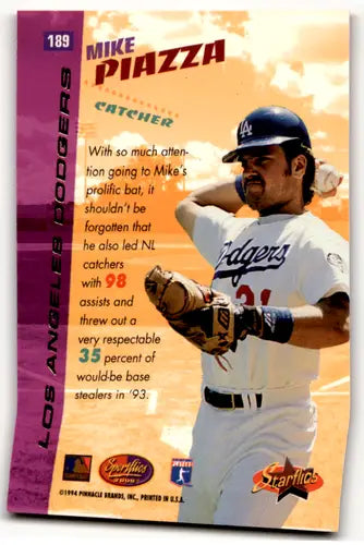 1994 Sportflics 2000 #189 Mike Piazza NM-MT Dodgers SF ID:58423 - Baseball Card Single