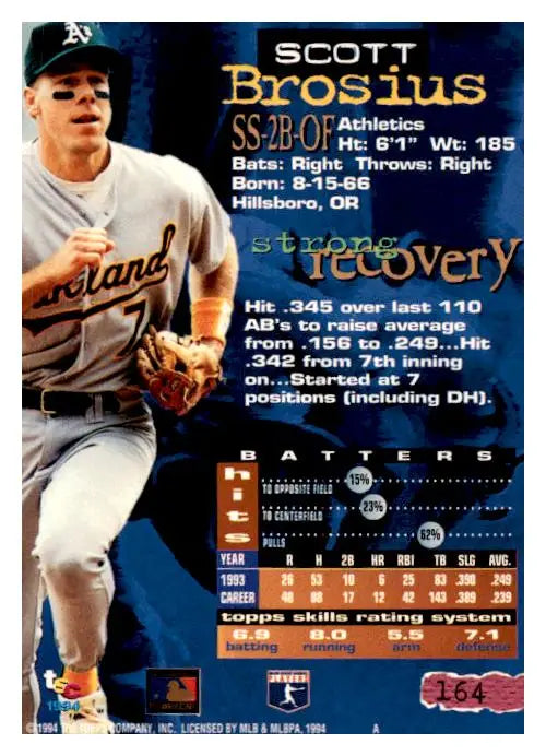 1994 Stadium Club #164 Scott Brosius - Baseball Card Single