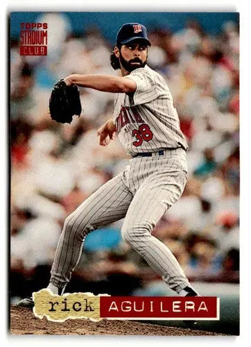 1994 Stadium Club Rick Aguilera baseball card with original gloss, NM condition