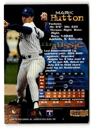 Stadium Club Mark Hutton 1994 baseball card with original gloss NM ID:48057