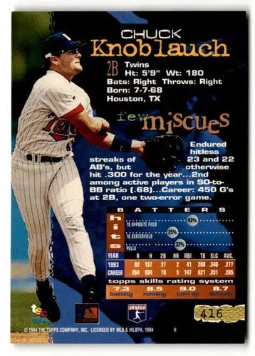 1994 Stadium Club #416 Chuck Knoblauch NM ID:48052 - Baseball Card Single