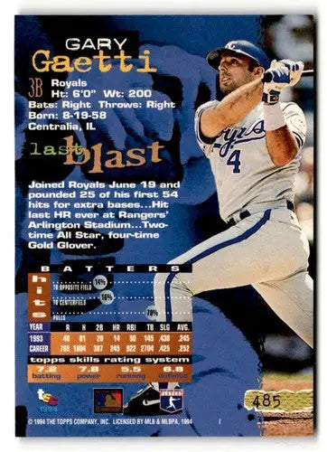 1994 Stadium Club Gary Gaetti baseball card with original gloss, NM condition