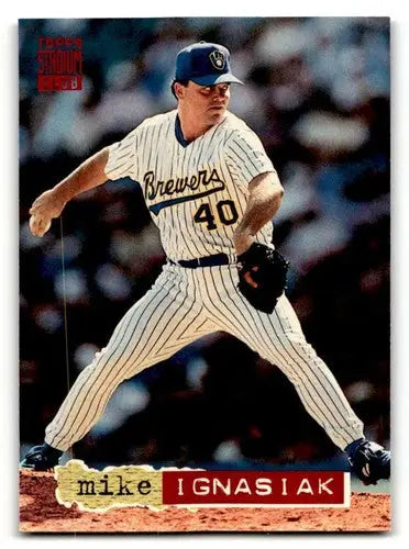Mike Ignasiak Milwaukee Brewers baseball card from 1994 Stadium Club series