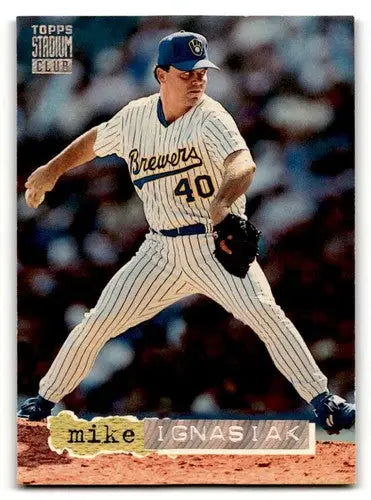 Original gloss 1994 Stadium Club Mike Ignasiak Milwaukee Brewers baseball card