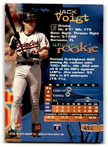 1994 Stadium Club #491 Jack Voigt Baltimore Orioles Baseball Cards E ID:61882 - Baseball Card Single