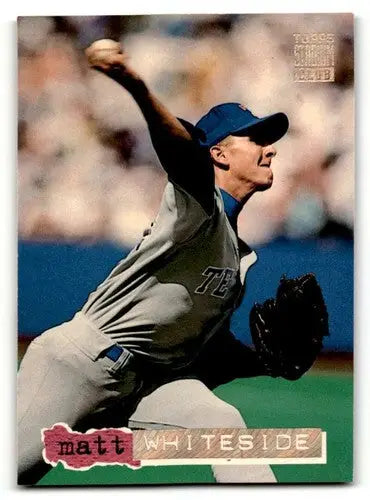 Original gloss Matt Whiteside baseball card featuring Whiteside Texas Rangers team logo