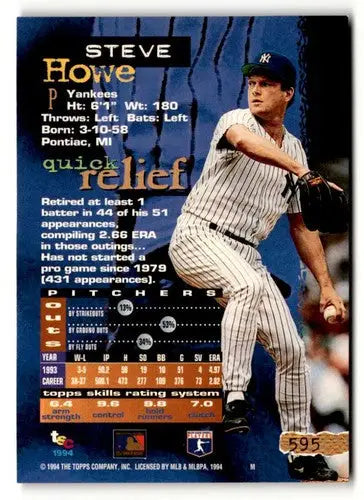 Original gloss 1994 Stadium Club Steve Howe baseball card NM ID 48044