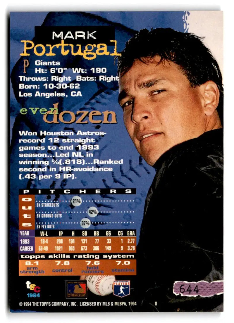 1994 Stadium Club #644 Mark Portugal - Baseball Card Single