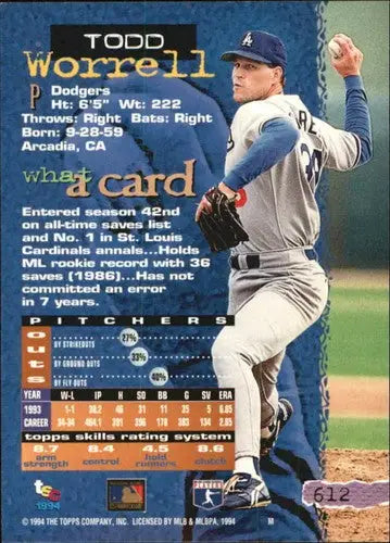 1994 Stadium Club Golden Rainbow Todd Worrell baseball card NM-MT Dodgers