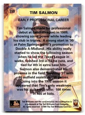 1994 Ted Williams #159 Tim Salmon - Baseball Card Single