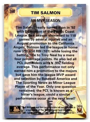 1994 Ted Williams #160 Tim Salmon - Baseball Card Single