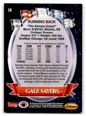 1994 Ted Williams Roger Staubach’s NFL #10 Gale Sayers - Football Card Single