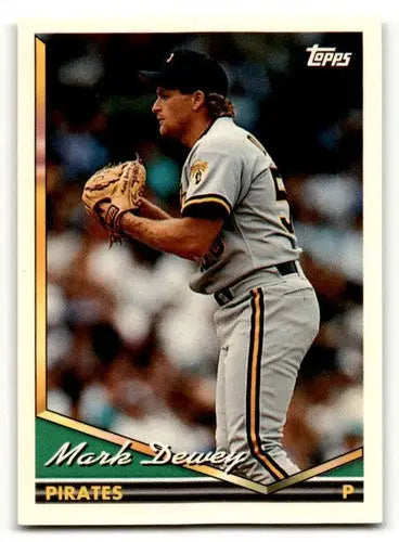 Original gloss 1992 Topps Mark Dewey NrMt baseball card featuring Pittsburgh Pirates player