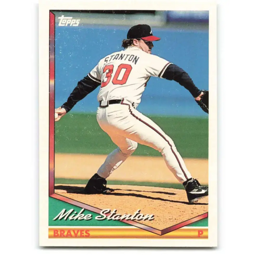 1994 Topps #107 Mike Stanton EX Excellent Atlanta Braves Baseball Card - Baseball Card Single