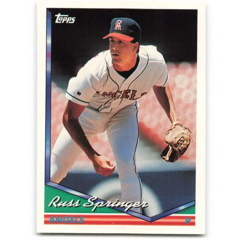 1994 Topps #113 Russ Springer EX Excellent California Angels Baseball Card - Baseball Card Single