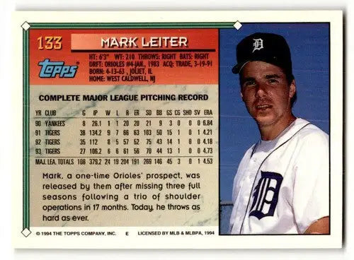1994 Topps #133 Mark Leiter NrMt ID:47069 - Baseball Card Single