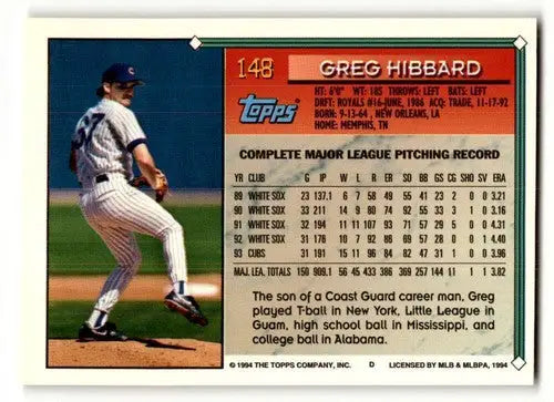 Original gloss 1994 Topps #148 Greg Hibbard NrMt baseball card product image