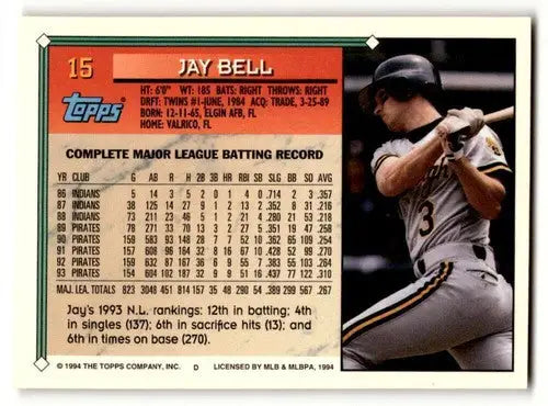 Jay Bell Pittsburgh Pirates baseball card from 1994 Topps #15 in EX/NM condition