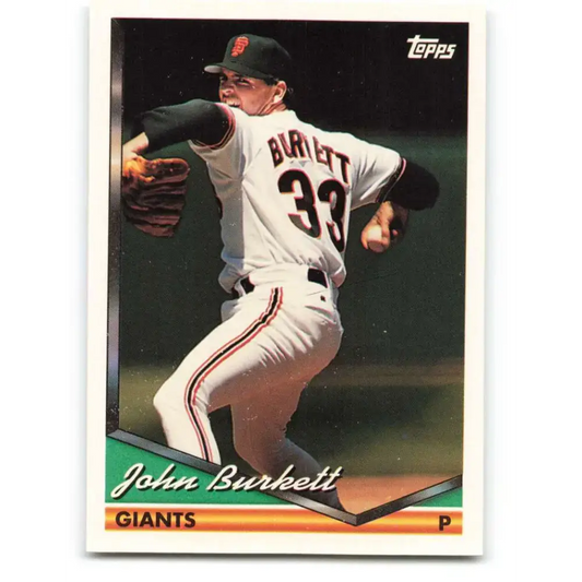 1994 Topps #213 John Burkett EX Excellent San Francisco Giants Baseball Card - Baseball Card Single