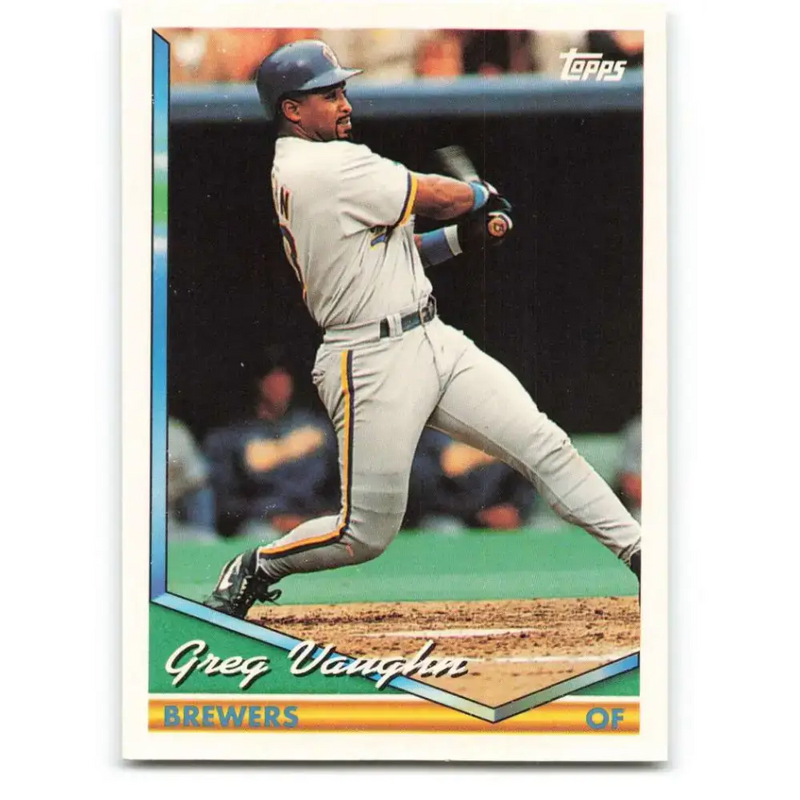 1994 Topps #225 Greg Vaughn EX Excellent Milwaukee Brewers Baseball Card - Baseball Card Single