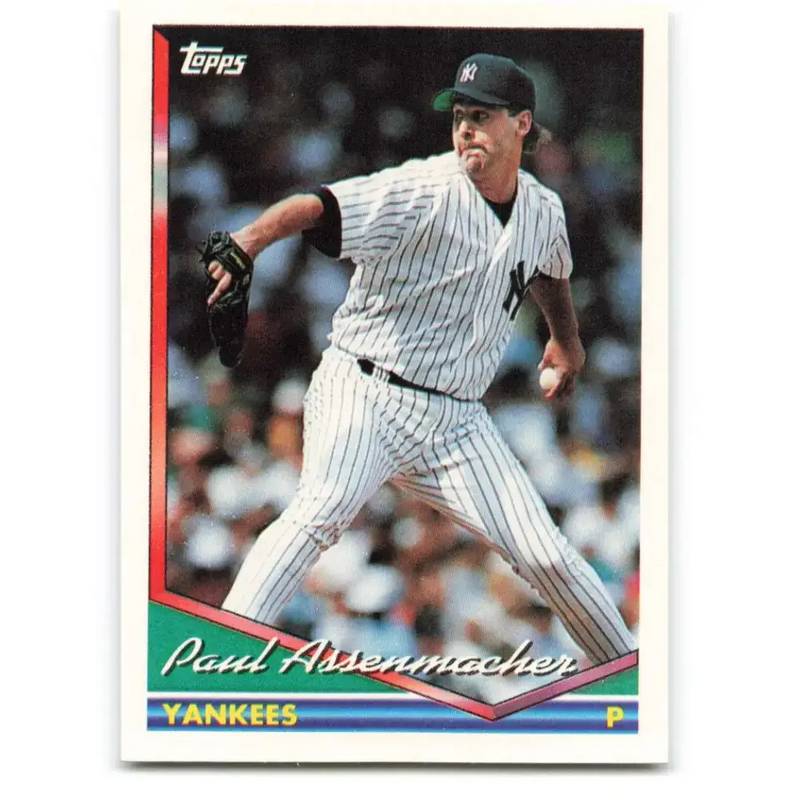1994 Topps #239 Paul Assenmacher EX Excellent New York Yankees Baseball Card - Baseball Card Single
