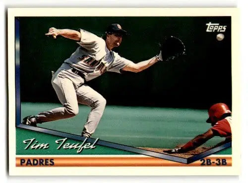 Original gloss 1994 Topps Tim Teufel NrMt baseball card featuring Tim Teufel in action