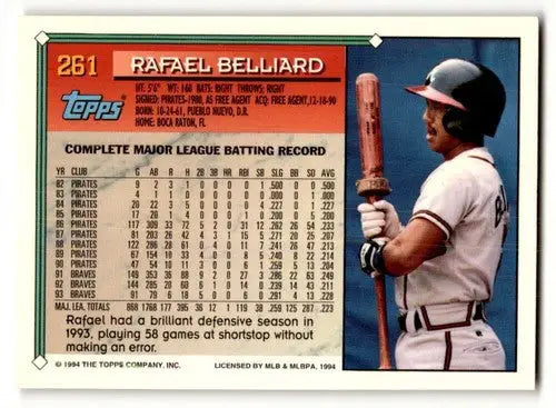 Rafael Belliard 1994 Topps baseball card, Rafael Belliard NRMT collectible image