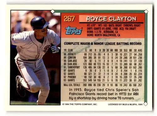 Original gloss 1994 Topps Royce Clayton NRMT baseball card ID 47007