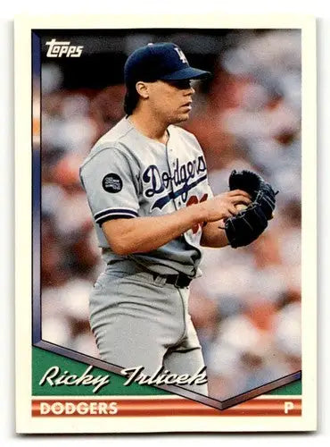 Original gloss 1990 Topps Ricky Trlicek NrMt baseball card Dodgers ID 47030
