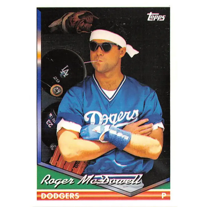 1994 Topps #296 Roger McDowell EX Excellent Los Angeles Dodgers Baseball Card - Baseball Card Single