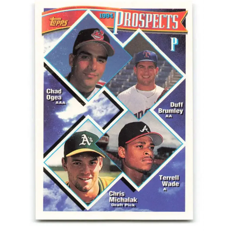 1994 Topps #316 Chad Ogea/Duff Brumley/Terrell Wade/Chris Michalak EX Excellent RC Rookie Cleveland Indians/Texas