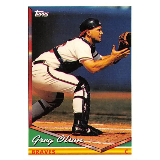 1994 Topps #346 Greg Olson EX Excellent Atlanta Braves Baseball Card - Baseball Card Single