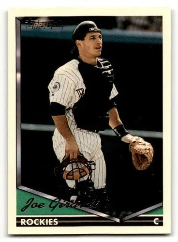 Original gloss baseball card of Joe Girardi Colorado Rockies from 1994 Topps