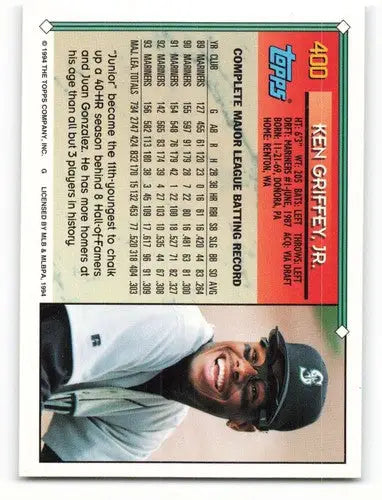 1994 Topps #400 Ken Griffey Jr. NM-MT Mariners ID:82357 - Baseball Card Single
