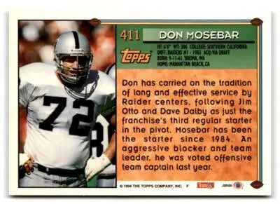 1994 Topps #411 Don Mosebar - Football Card Single