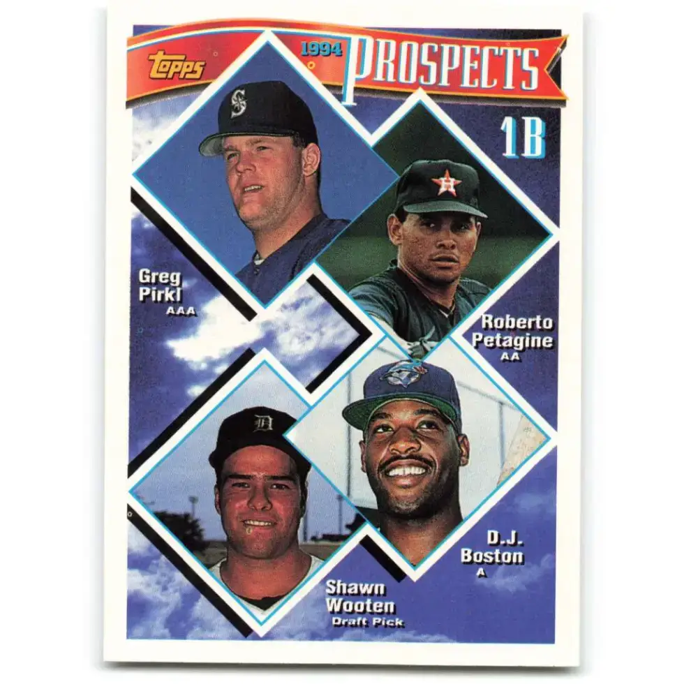 1994 Topps #448 Greg Pirkl/Roberto Petagine/D.J. Boston/Shawn Wooten EX Excellent RC Rookie Seattle Mariners/Houston