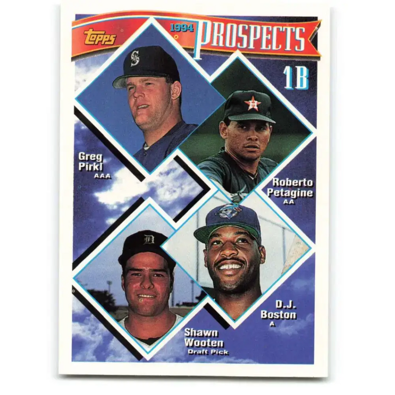 1994 Topps #448 Greg Pirkl/Roberto Petagine/D.J. Boston/Shawn Wooten EX Excellent RC Rookie Seattle Mariners/Houston