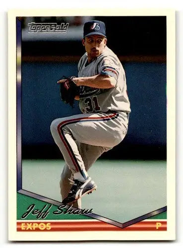 Original gloss Jeff Shaw Montreal baseball card featuring Shaw Montreal Expos team logo