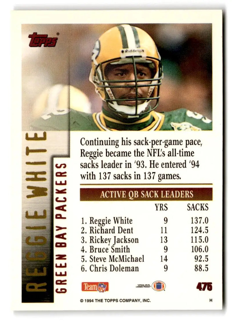 1994 Topps #475 Reggie White - Football Card Single