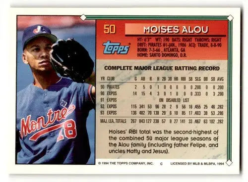 1994 Topps #50 Moises Alou NrMt ID:47044 - Baseball Card Single