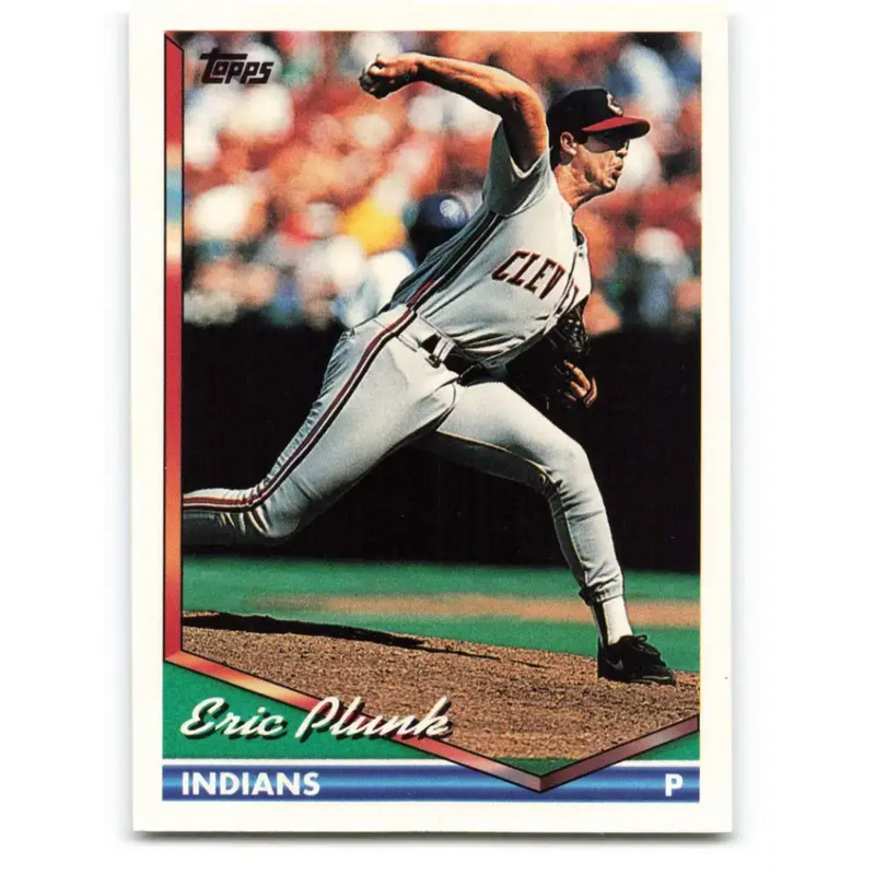 1994 Topps #577 Eric Plunk EX Excellent Cleveland Indians Baseball Card - Baseball Card Single