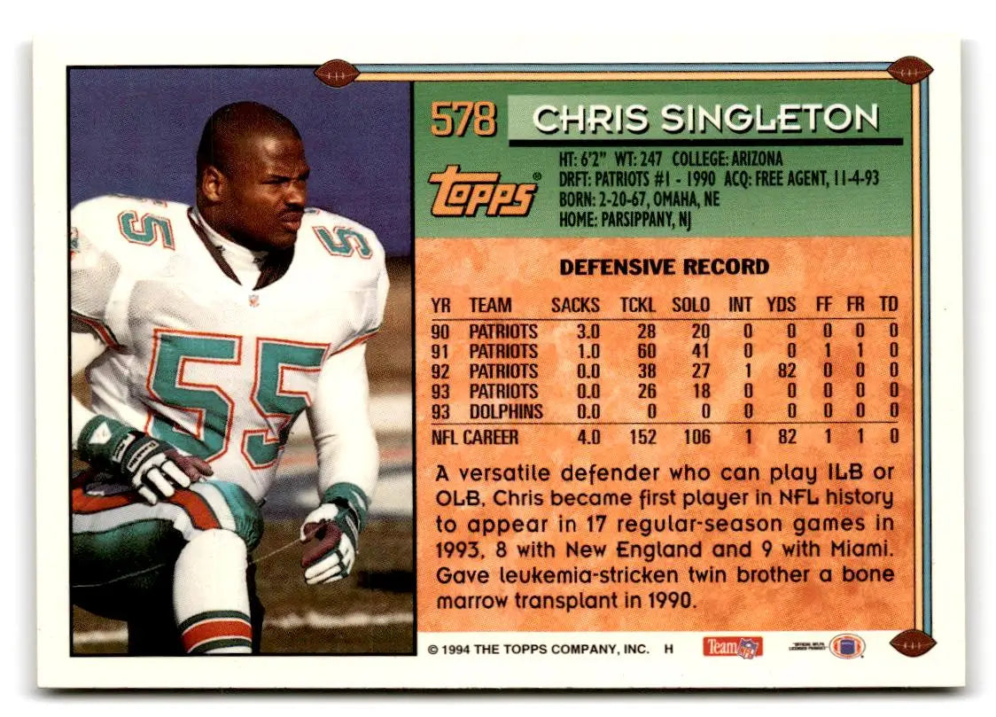1994 Topps #578 Chris Singleton Special Effects - Football Card Single