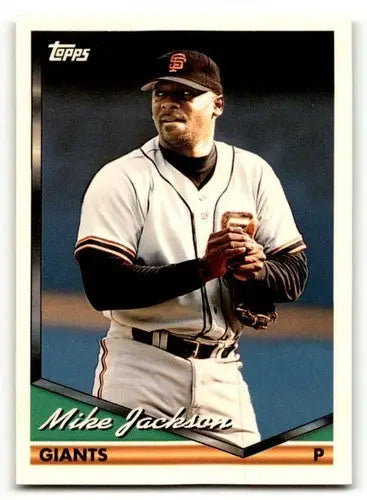 Original gloss baseball card of Mike Jackson NRMT from 1994 Topps Giants series