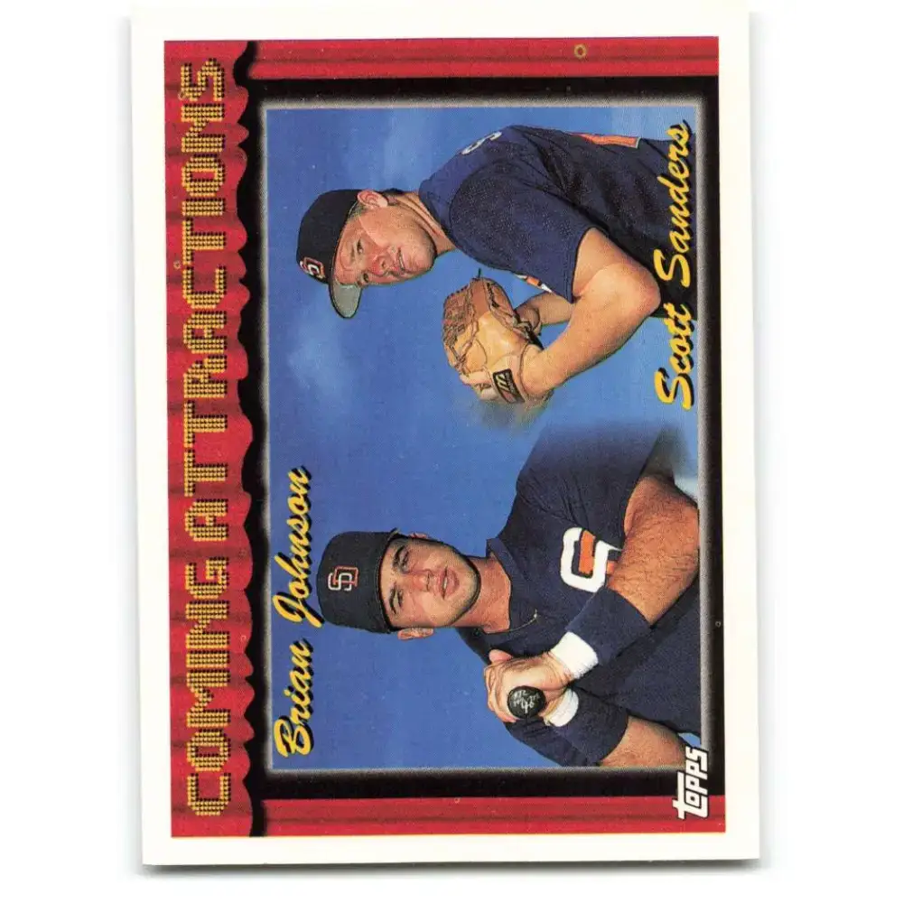 1994 Topps #789 Brian Johnson/Scott Sanders EX Excellent RC Rookie San Diego Padres Baseball Card - Baseball Card Single