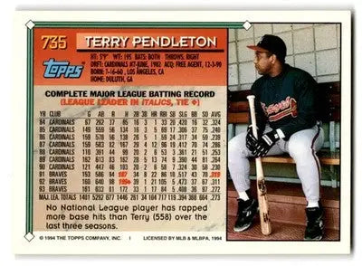 1994 Topps Baseball Terry Pendleton Gold #735 Atlanta Braves - Baseball Card Single