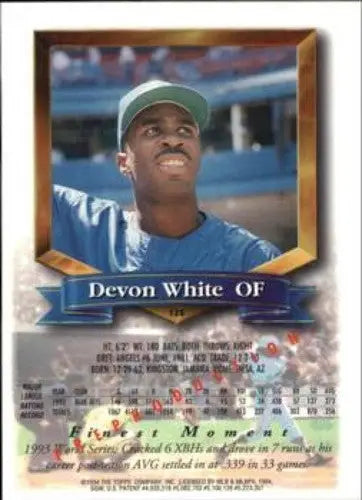 1994 Topps Finest Devon White Blue Jays baseball card showing Rookie Card NM-MT