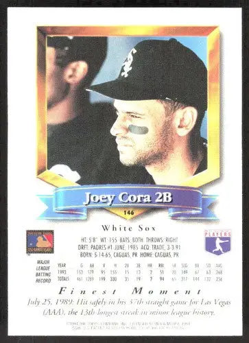 1994 Topps Finest #146 Joey Cora NM Near Mint White Sox ID:82846 - Baseball Card Single