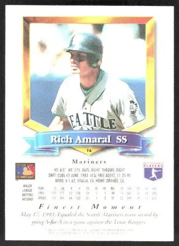 1994 Topps Finest #16 Rich Amaral NM Near Mint Mariners FIN ID:82749 - Baseball Card Single